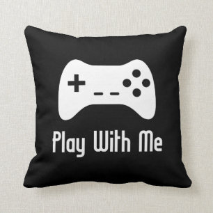 Coussin Jeu avec moi jeu vidéo (noir)