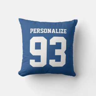 Coussin Jeu bleu personnalisé numéro de maillot extérieur