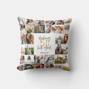 Coussin Jeu de 50e anniversaire de design multi photo