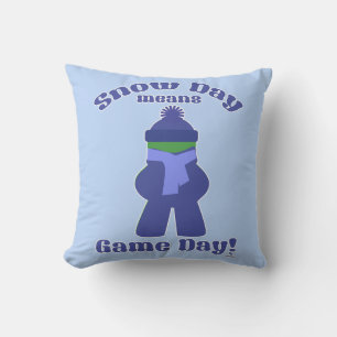 Coussin Jeu de la neige Joueur hiver froid Meeple amusant 