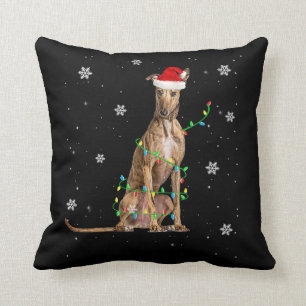 Coussin Jeu de Noël léger de Whippet Père Noël Whippet