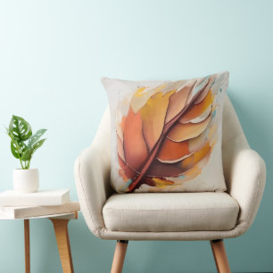 Coussin Jeu De Peintures Feuilles Modernes Abstraites, Feu