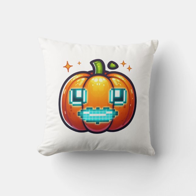 Coussin Jeu de Pixel Citrouille Jeu d'oreiller rétroviseur (Recto)