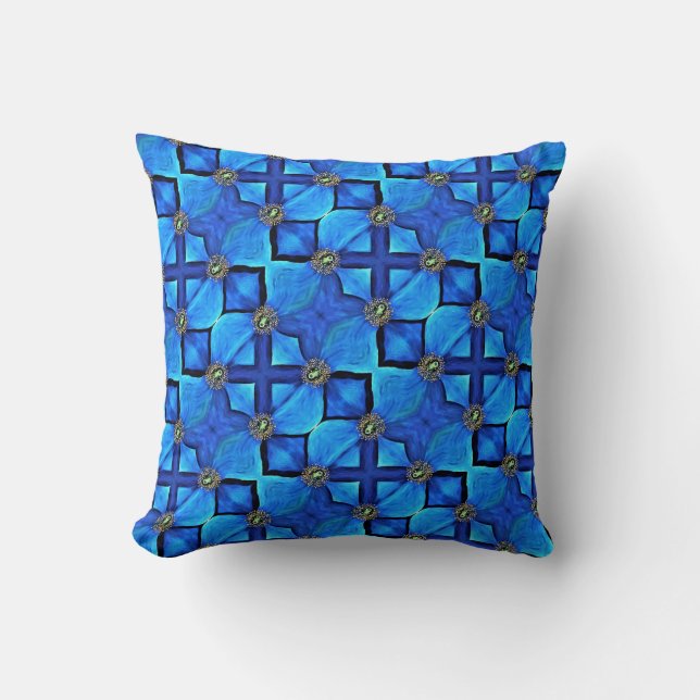 Coussin Jeu d'oreiller - Blue Poppy Abstrait (Recto)