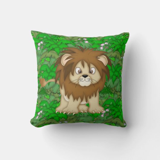 Coussin Jeu d'oreiller Lion caricature Jungle Décor (Recto)