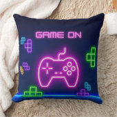 Coussin Jeu sur neon rose et vert jeu vidéo (Couverture)