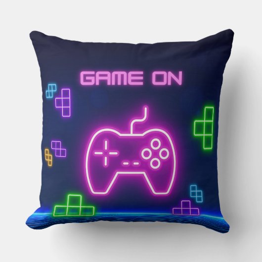 Coussin Jeu sur neon rose et vert jeu vidéo (Recto)