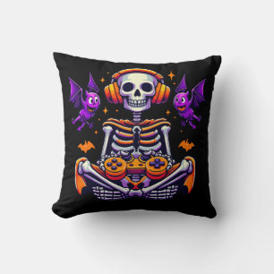 Coussin Jeu vidéo de squelette d'Halloween