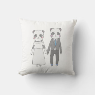 Coussin Jeune Couple de Mariés Panda Mignon – Mariée & Mar