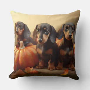 Coussin Jeune teckel Délice d'automne Citrouille