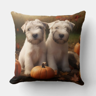 Coussin Jeune Terrier Wheaten Délice d'Automne Citrouille