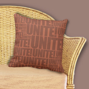 Coussin Jeune UNITE Burnt-Orange ! Motif de typographie