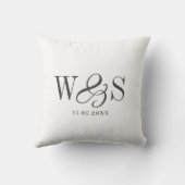 Coussin Jeunes mariés à l'initiale élégante blanche (Verso)