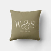 Coussin Jeunes mariés élégants vert olive initial (Verso)