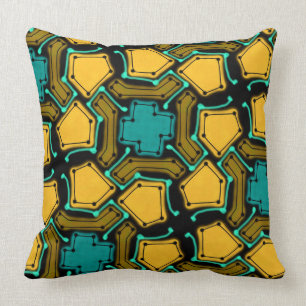 Coussin Jimette Design noir orange et turquoise