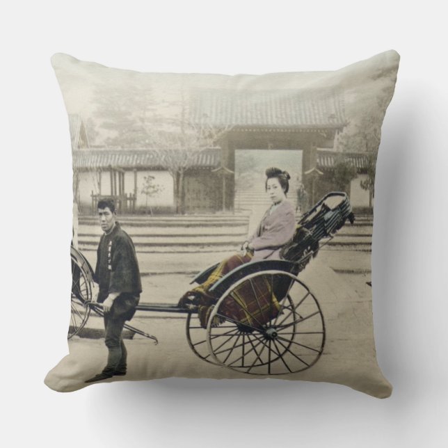 Coussin "Jinrikisha" devant un temple, c.1880 (main Co (Recto)