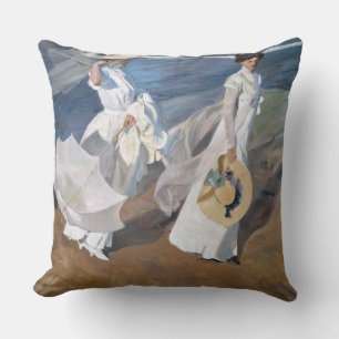 Coussin Joaquin Sorolla - Femmes marchant sur la plage