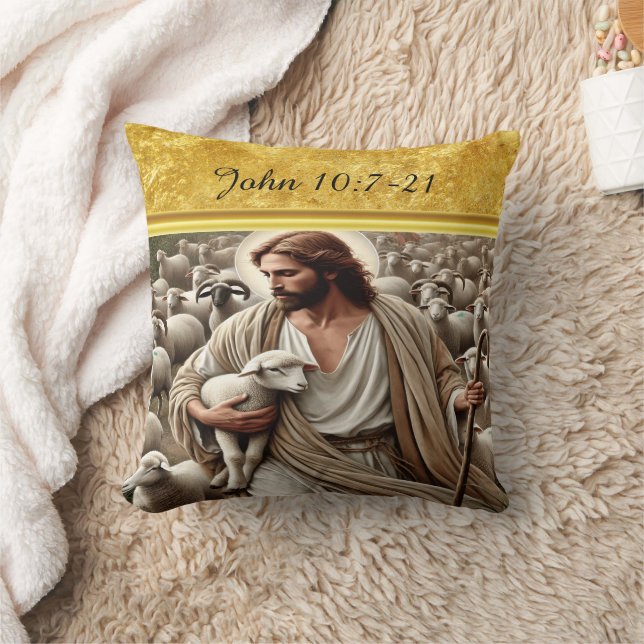 Coussin John 10:7 Oeuvre de campagne de berger (Couverture)