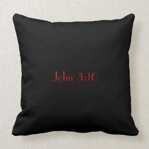 Coussin John 3:16, Red Text on Black Arrière - plan