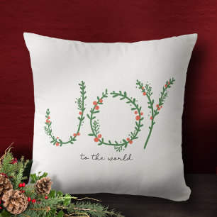 Coussin Joie au monde de Noël Green Wreath & Berries