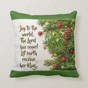 Coussin Joie au monde le Seigneur est venu Noël Carol