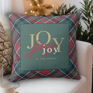 Coussin Joie au monde Typographie Rustique Plaid