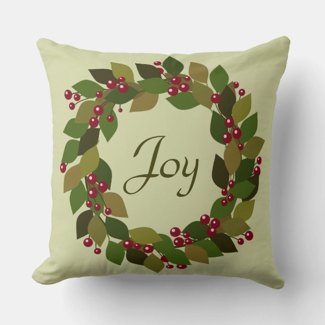 Coussin Joie | Berries et couronnes Feuilles | Vous Custom (Recto)