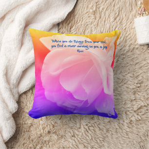 Coussin Joie de l'âme Rose Citation Inspirante de Rumi