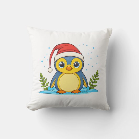Coussin Joie de Noël de pingouin (Recto)