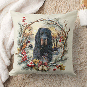 Coussin Joie de Noël du Setter Gordon – Art canin saisonni