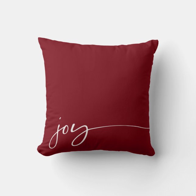Coussin Joie Deep Red Elegant Script Typographie Noël (Recto)