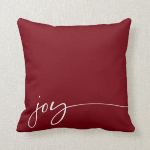 Coussin Joie Deep Red Elegant Script Typographie Noël