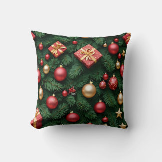 Coussin "Joie festive — Magie de Noël rouge et or"