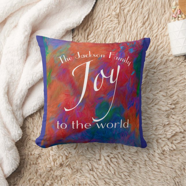 Coussin Joie personnalisée dans le monde Rouge Noël (Couverture)