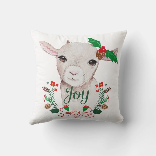 Coussin Joie Vintage Noël Bébé Chèvre - Joie (Verso)