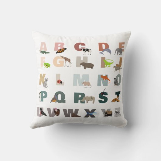 Coussin Joli Alphabet ABC Animaux (Verso)