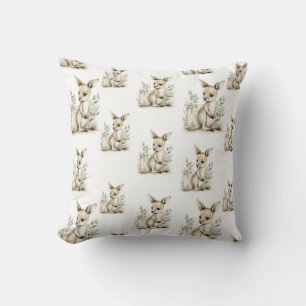 Coussin Joli alphabet d'animaux bébé aquarelle Kangourou
