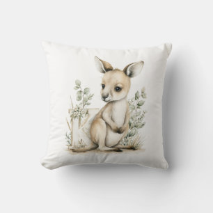Coussin Joli alphabet en aquarelle de bébé animal Kangouro