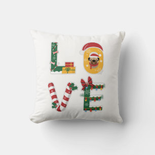 Coussin Joli amour chiot Fête de Noël personnalisée