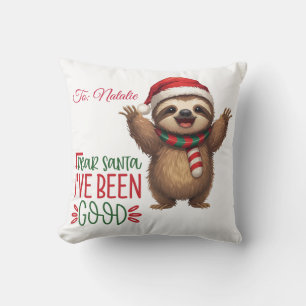 Coussin Joli animal de Noël avec un chapeau de Père Noël