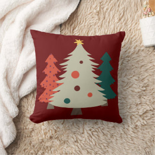 Coussin Joli Arbres de Noël Rétro Bourgogne