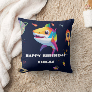Coussin Joli arc-en-ciel Shark Galaxy Rocket fête d'annive
