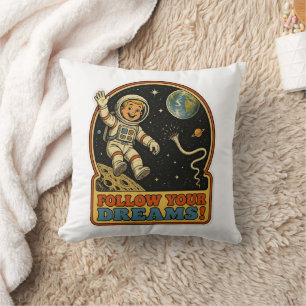 Coussin Joli astronaute rétro Suivez vos rêves Espace Meme