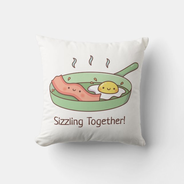 Coussin Joli bacon et œuf crépitant ensemble couple (Recto)