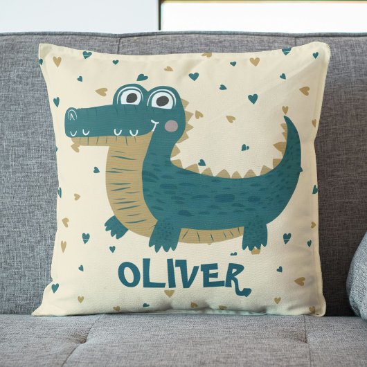 Coussin Joli bébé amusant Alligator personnalisé