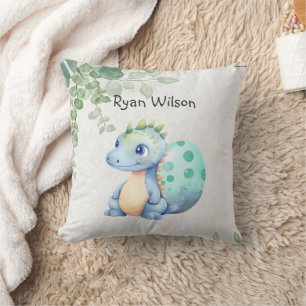 Coussin Joli bébé dinosaure à l'aquarelle