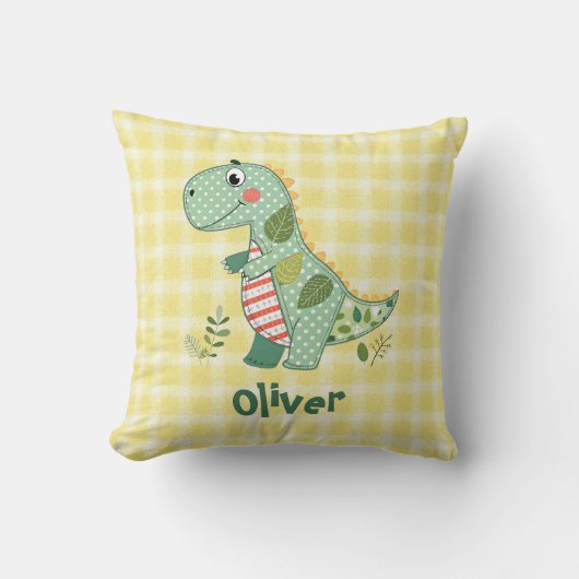 Coussin Joli bébé dinosaure en patchwork (Recto)