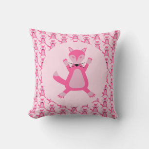 Coussin Joli bébé fille renard rose motif double face