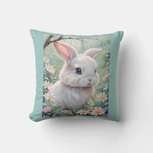 Coussin Joli bébé lapin aquarelle