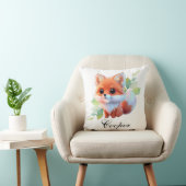 Coussin Joli bébé renard Forêt bois amis botanique (Chaise)